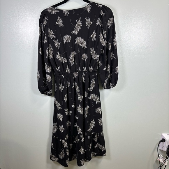 Talbots Black and White Floral Long Sleeve Dress Sz 8P - Picture 8 of 9